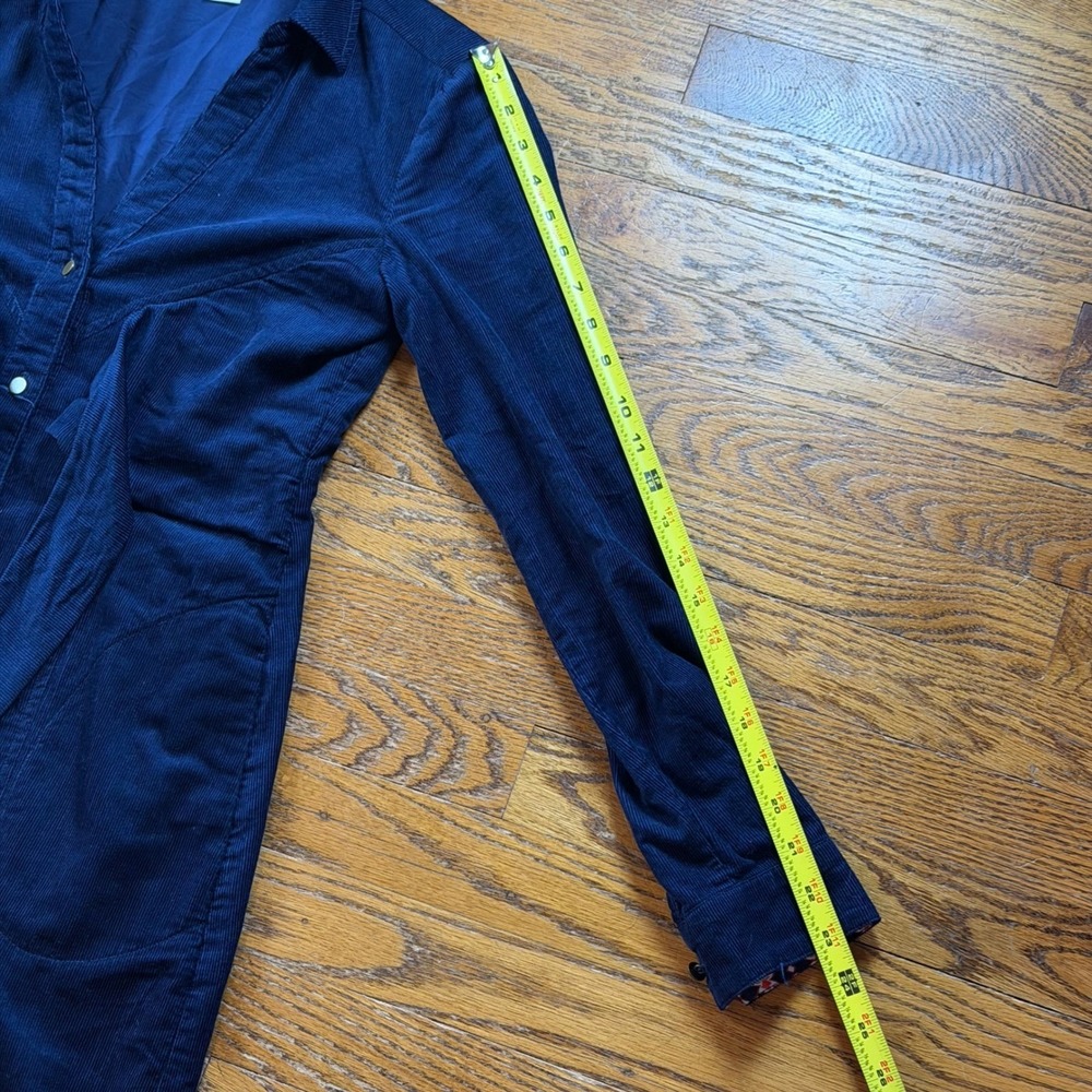 Maeve Anthropologie Navy Blue Corduroy Tie Front Boho Dress Womens Size 0 Fall - Picture 9 of 11